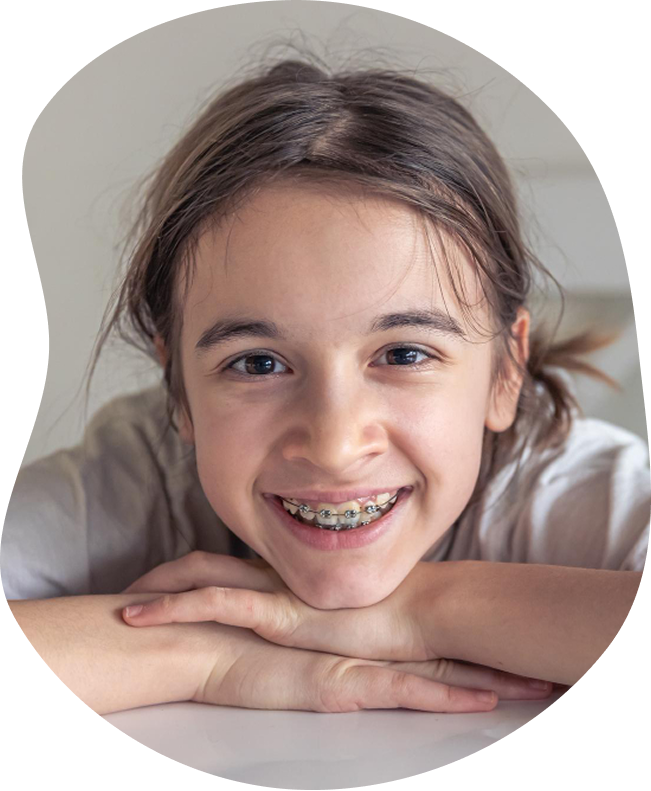 Smiling Girl Wearing Braces